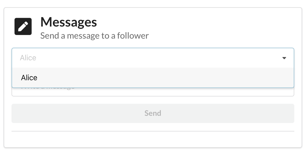 Select a follower from a dropdown list in the create-daml-app