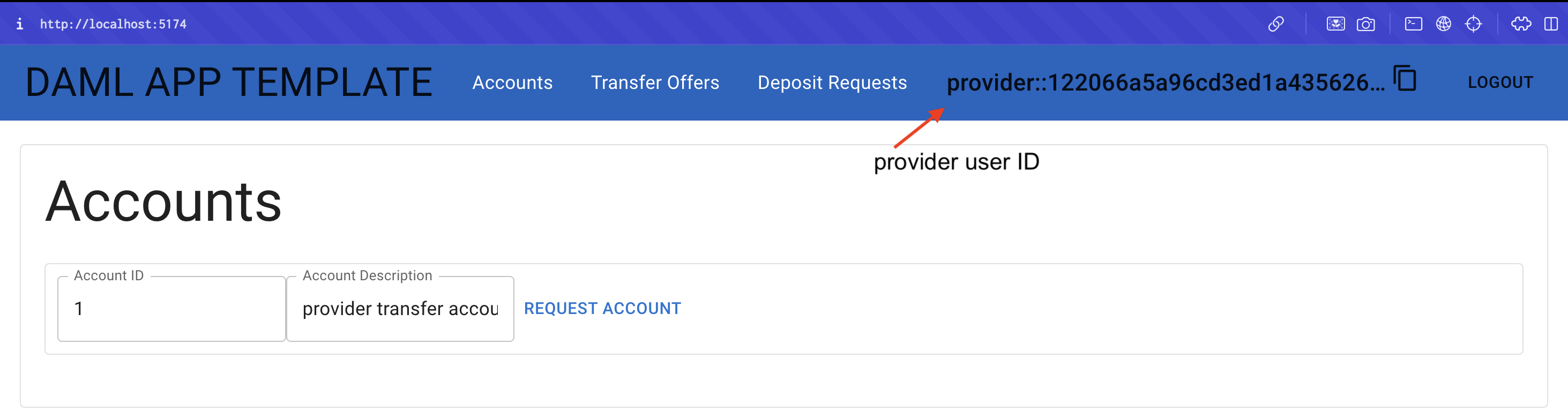 Provider accounts view