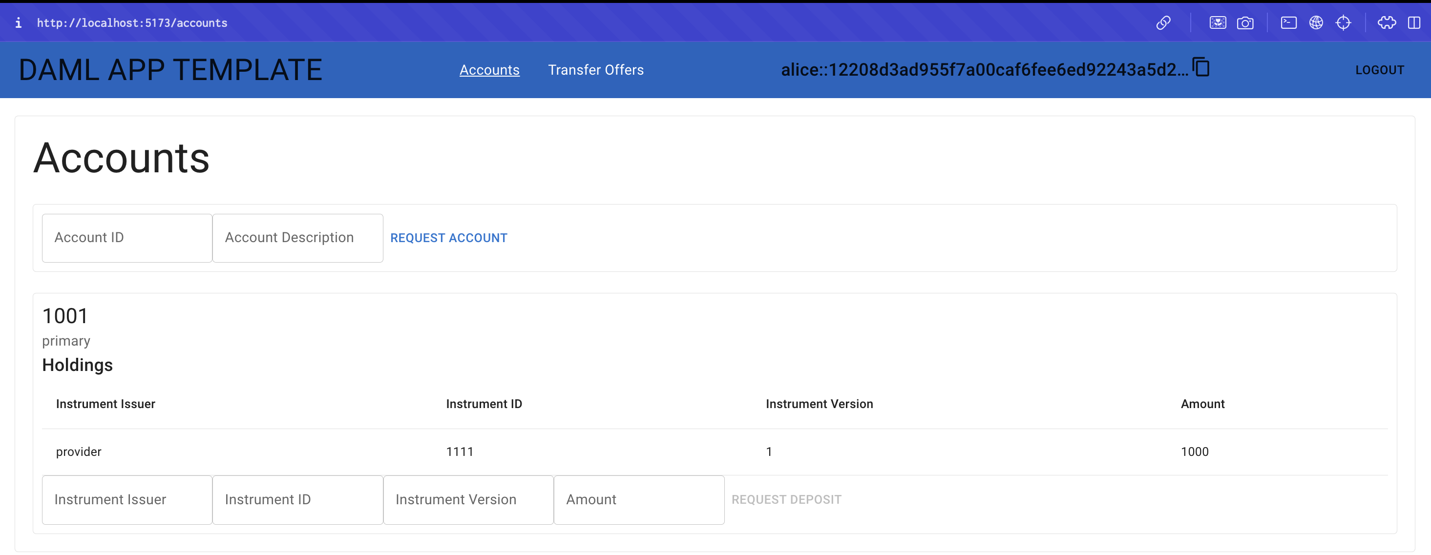 Alice's updated account holdings