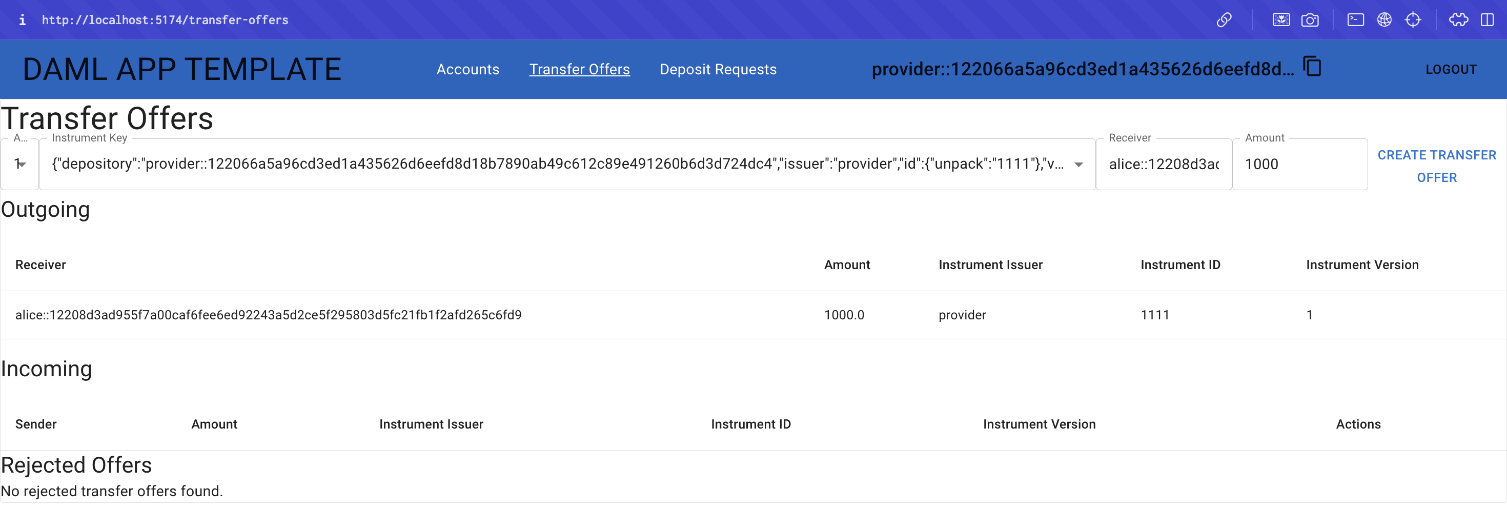 Provider transfer offer view