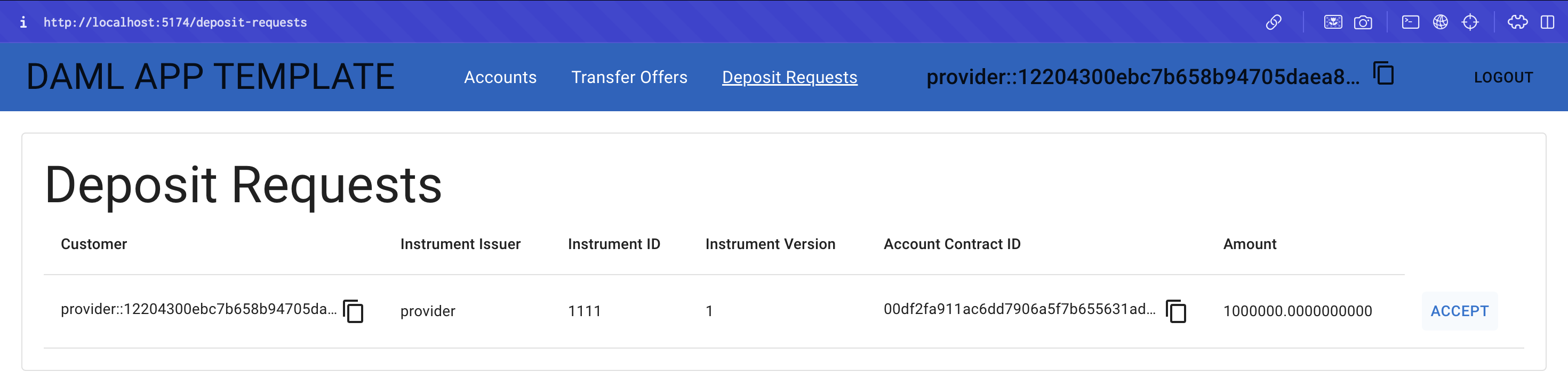 Provider deposit requests view