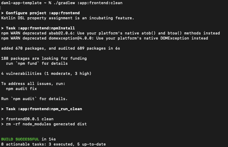 Gradle frontend clean success