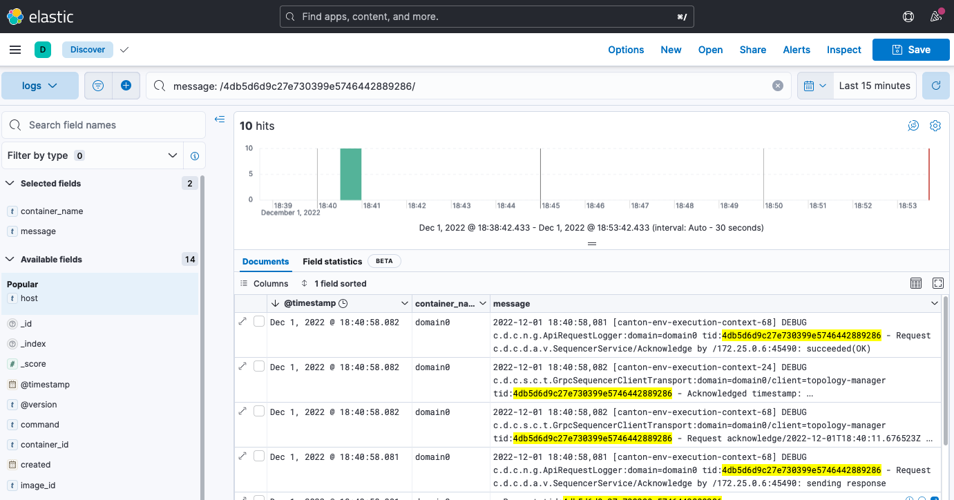 An example Kibana UI